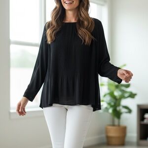 Ann Taylor Black Pleated Blouse